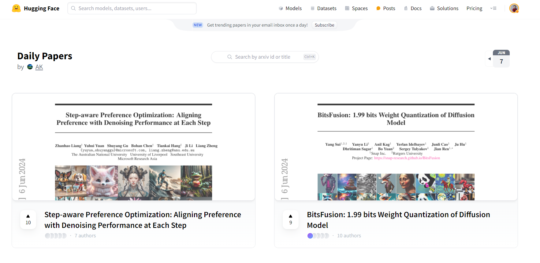 HuggingFace paper example